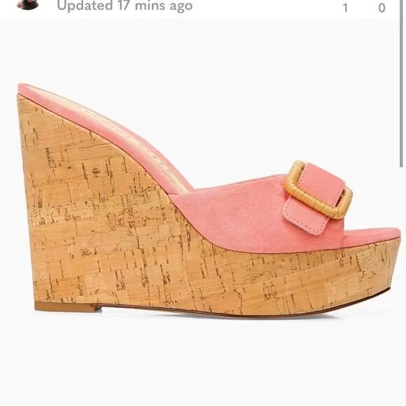 Veronica Beard Donata Pink Suede Wedge Sandals in Pink Dragonfruit Sz 10.5