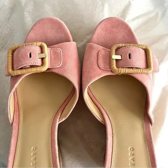Veronica Beard Donata Pink Suede Wedge Sandals in Pink Dragonfruit Sz 10.5