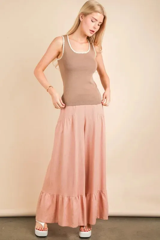 VERY J Palazzo Elastic Waist Comfy Pants