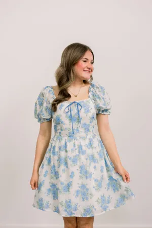 Victorian Floral Dress (Blue)