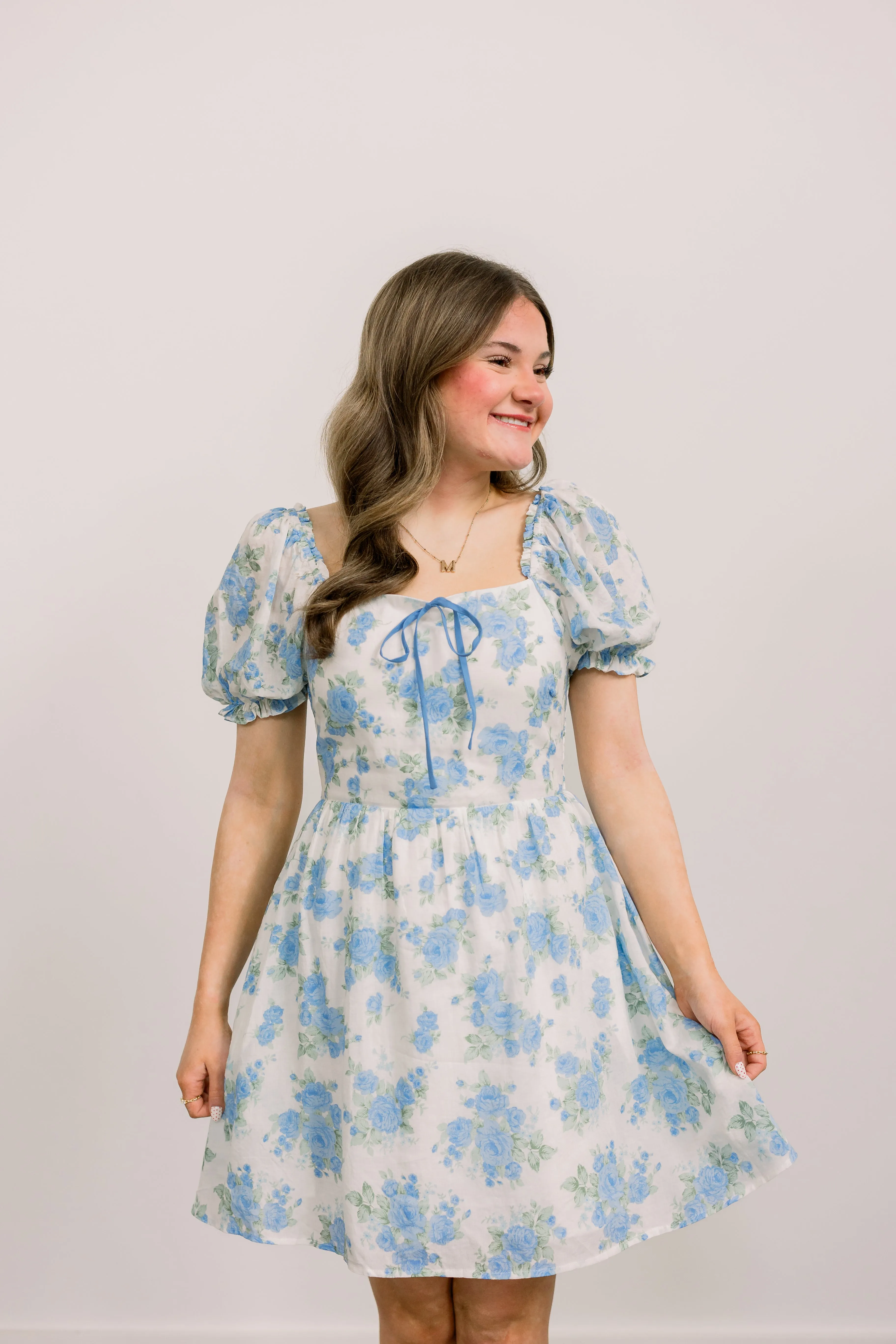 Victorian Floral Dress (Blue)