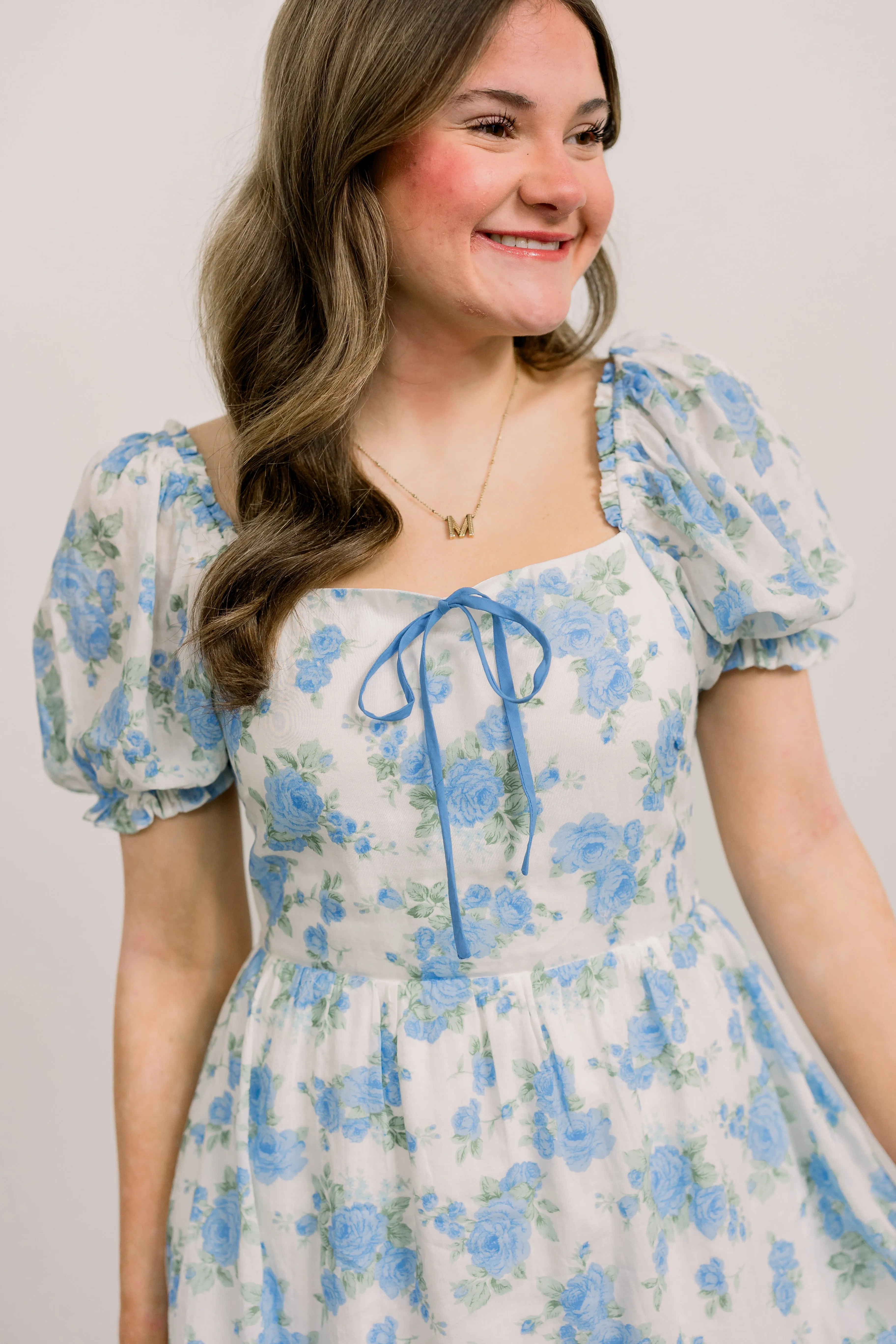 Victorian Floral Dress (Blue)