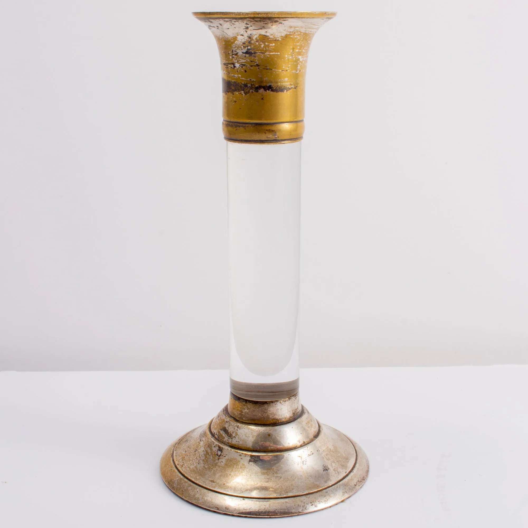 Vintage Acrylic & Silver Plate Candle Sticks found in France | Set of Three