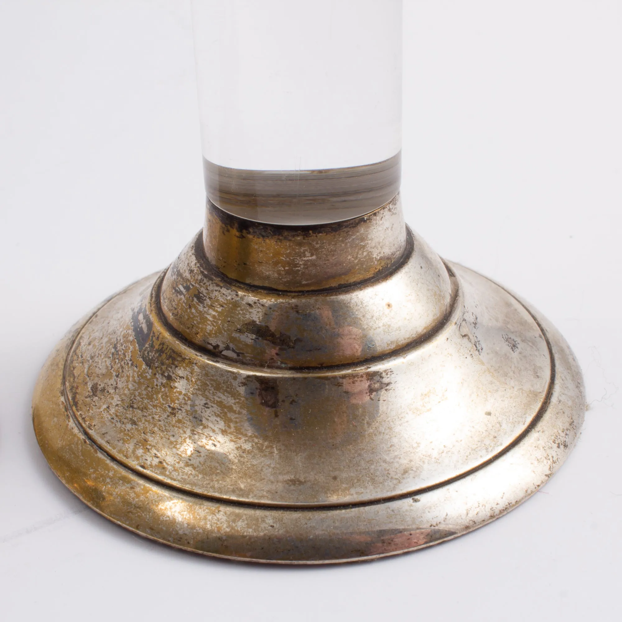 Vintage Acrylic & Silver Plate Candle Sticks found in France | Set of Three
