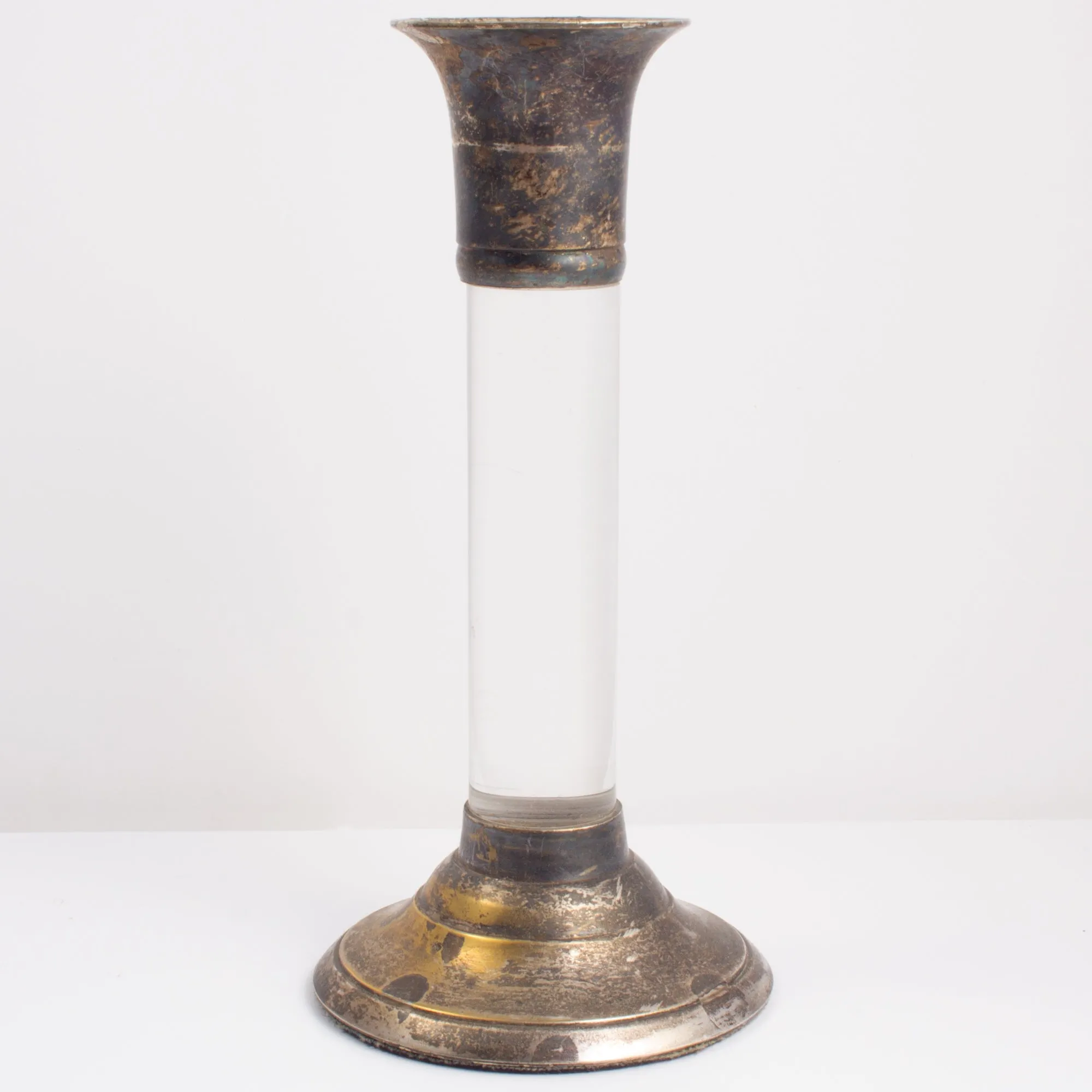 Vintage Acrylic & Silver Plate Candle Sticks found in France | Set of Three