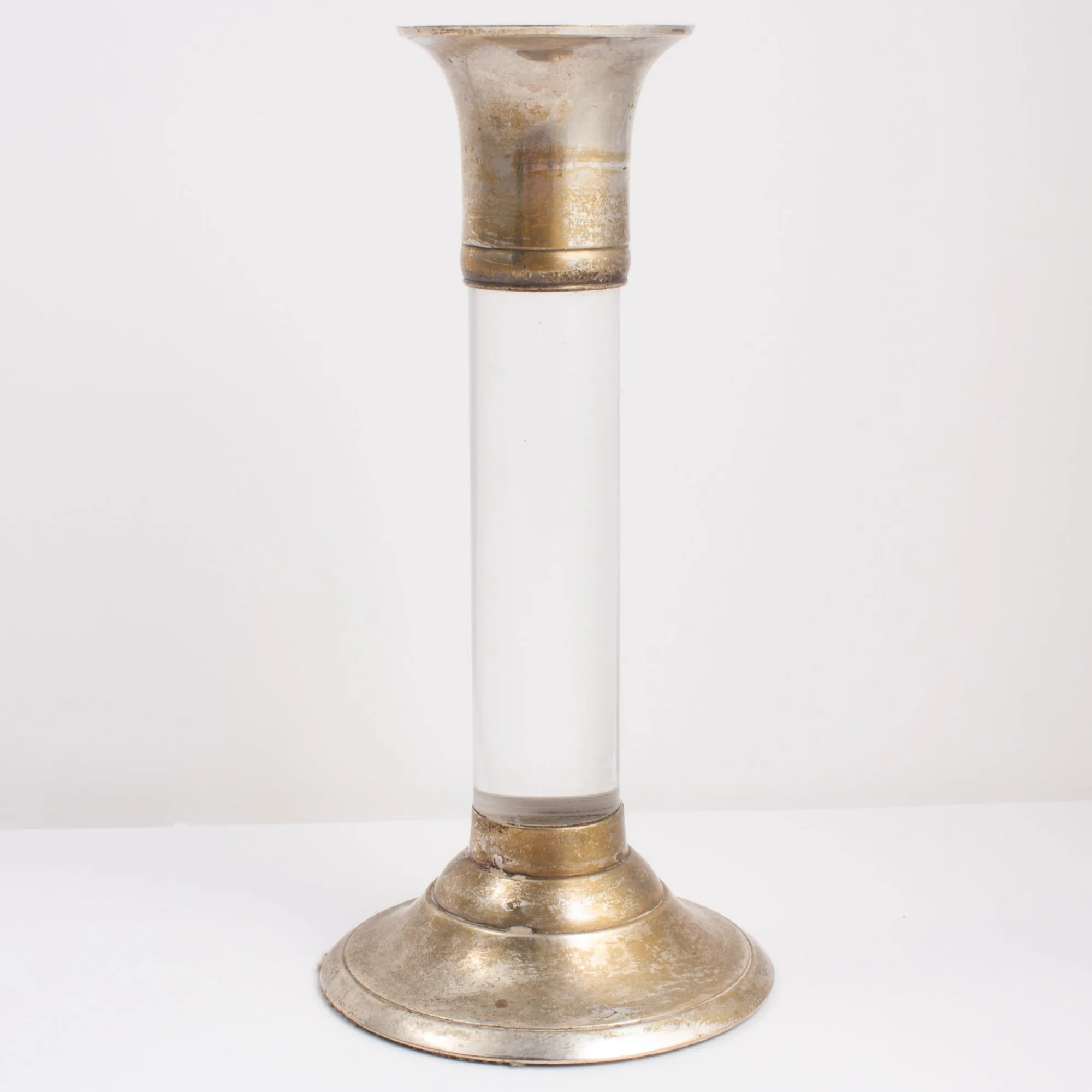 Vintage Acrylic & Silver Plate Candle Sticks found in France | Set of Three