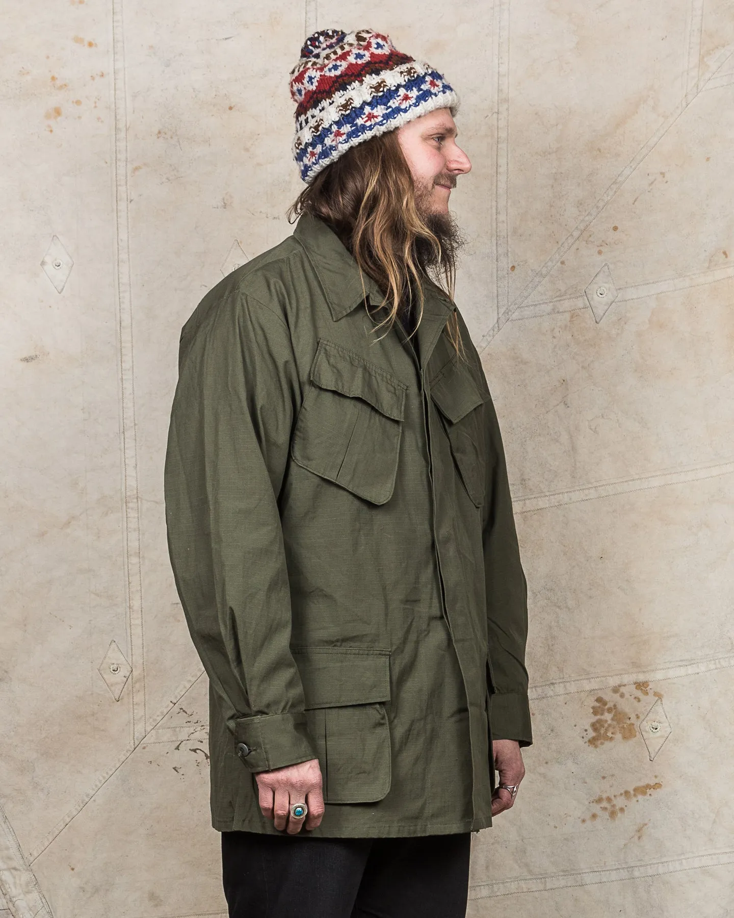Vintage Deadstock 1969 US Army Ripstop Tropical Jacket Size: Large Long