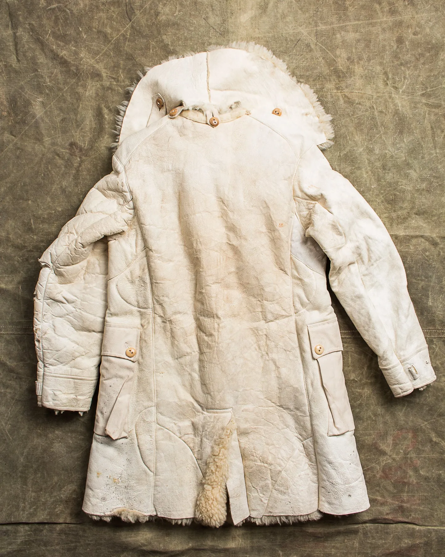 Vintage Swedish Army Shearling Survival Coat "Livpäls M/1916"
