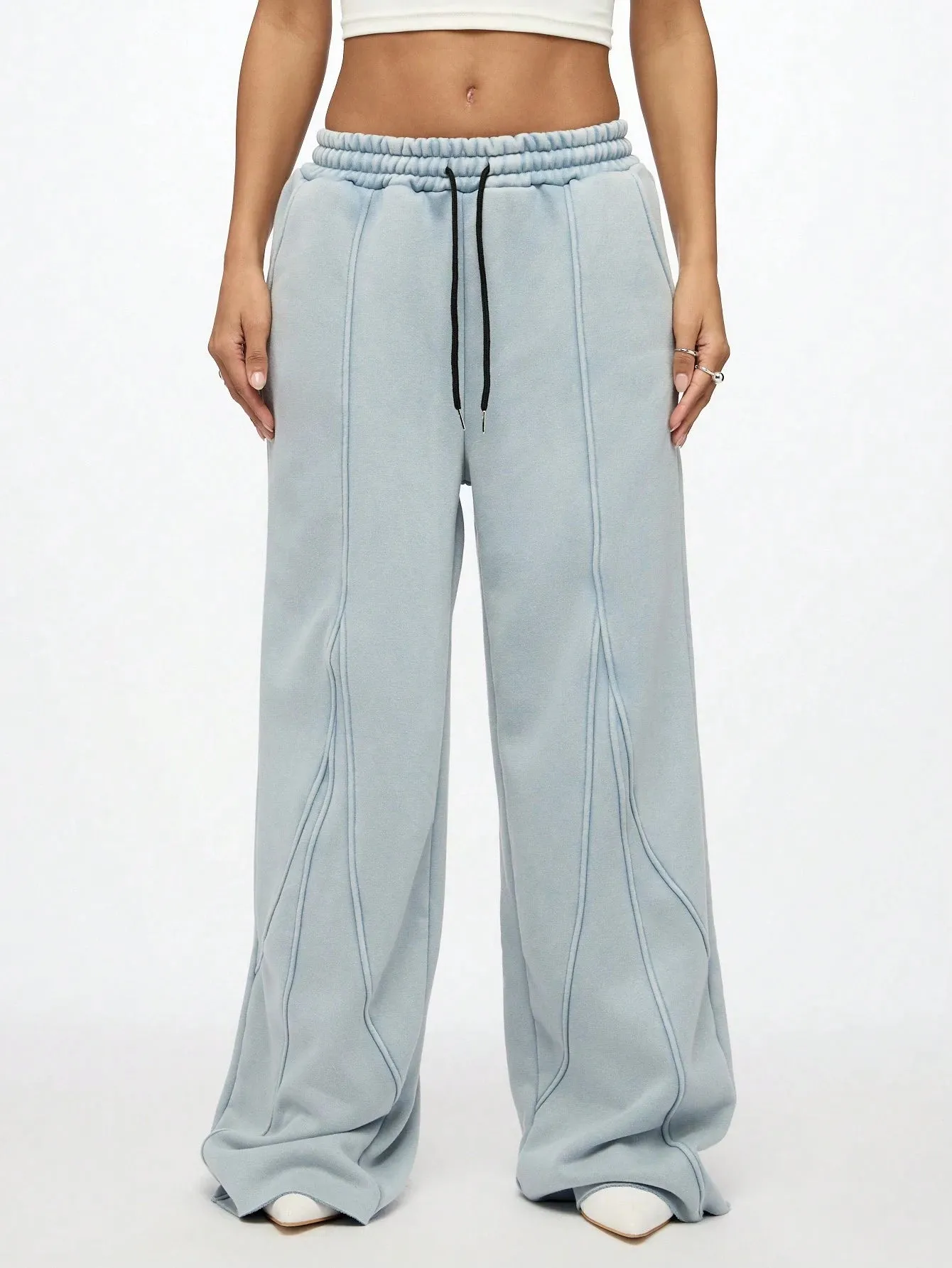 Washed Loose Fit Seamed Sweatpants - Stylish & Comfortable