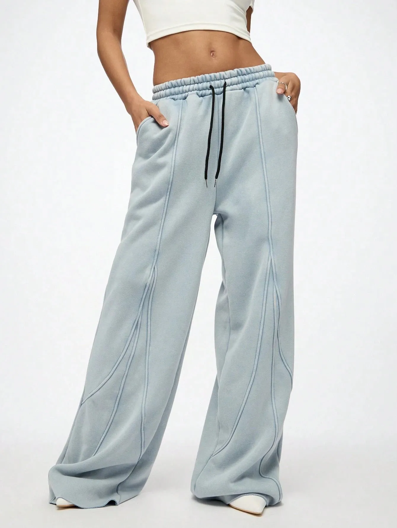 Washed Loose Fit Seamed Sweatpants - Stylish & Comfortable