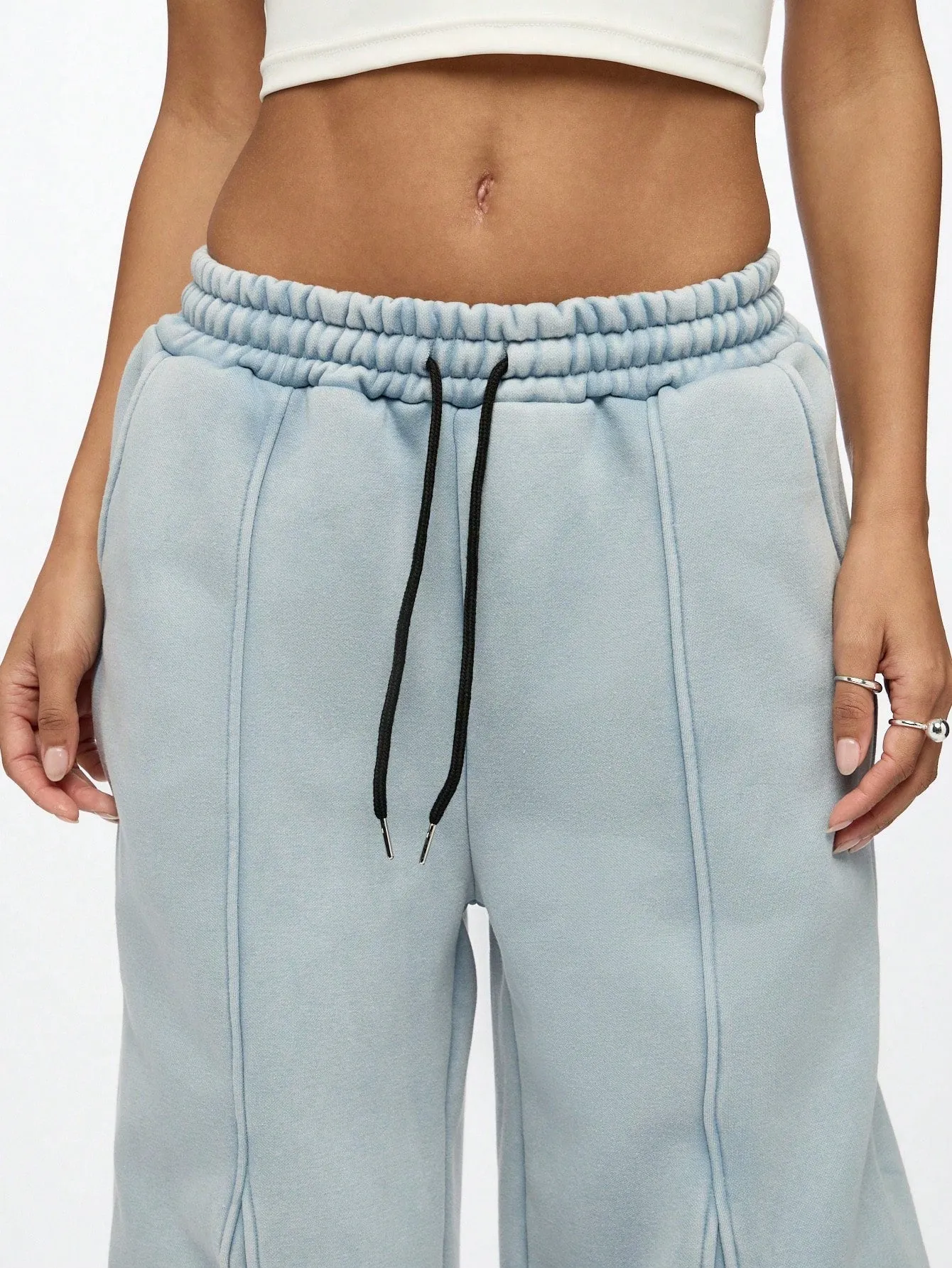 Washed Loose Fit Seamed Sweatpants - Stylish & Comfortable