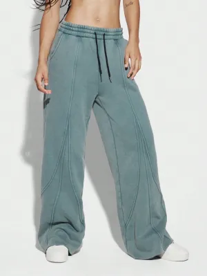 Washed Loose Fit Seamed Sweatpants - Stylish & Comfortable