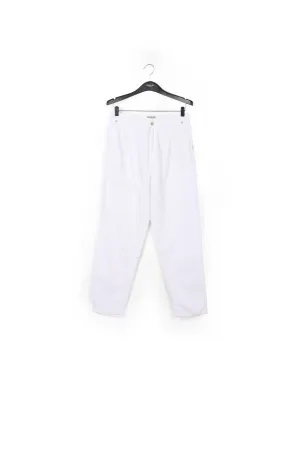White loose-fit denim pants