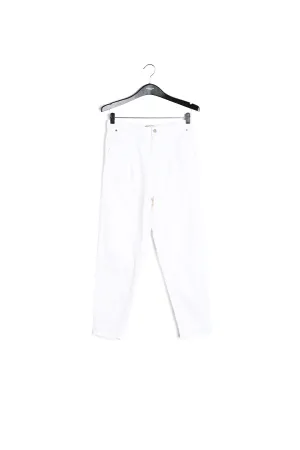 White loose-fit denim pants