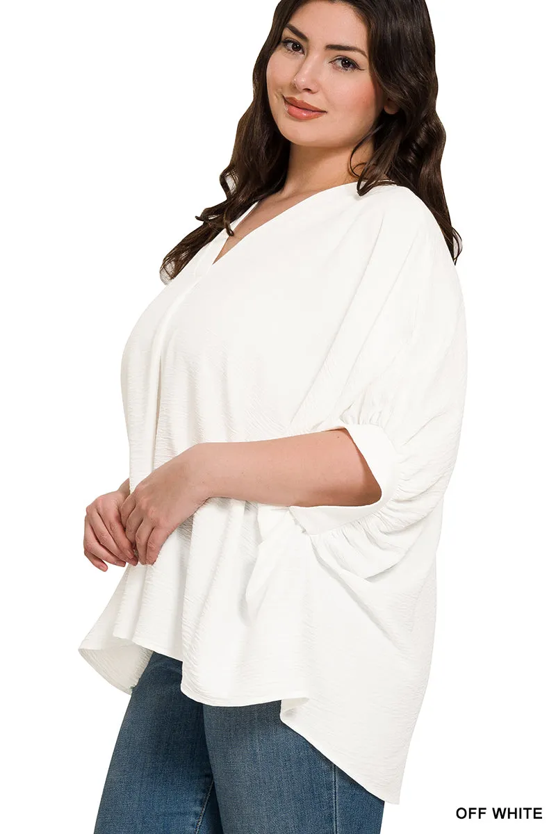 White Loose High Low Top - Plus