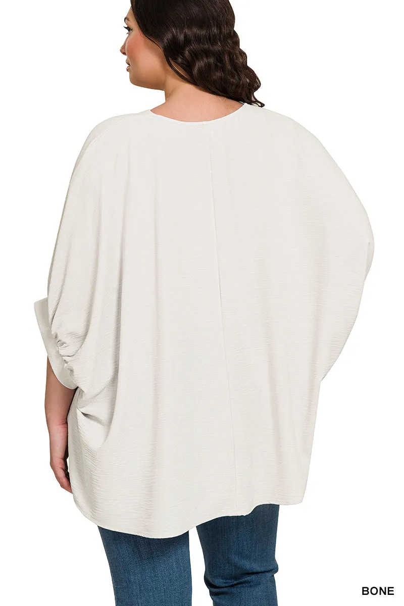 White Loose High Low Top - Plus