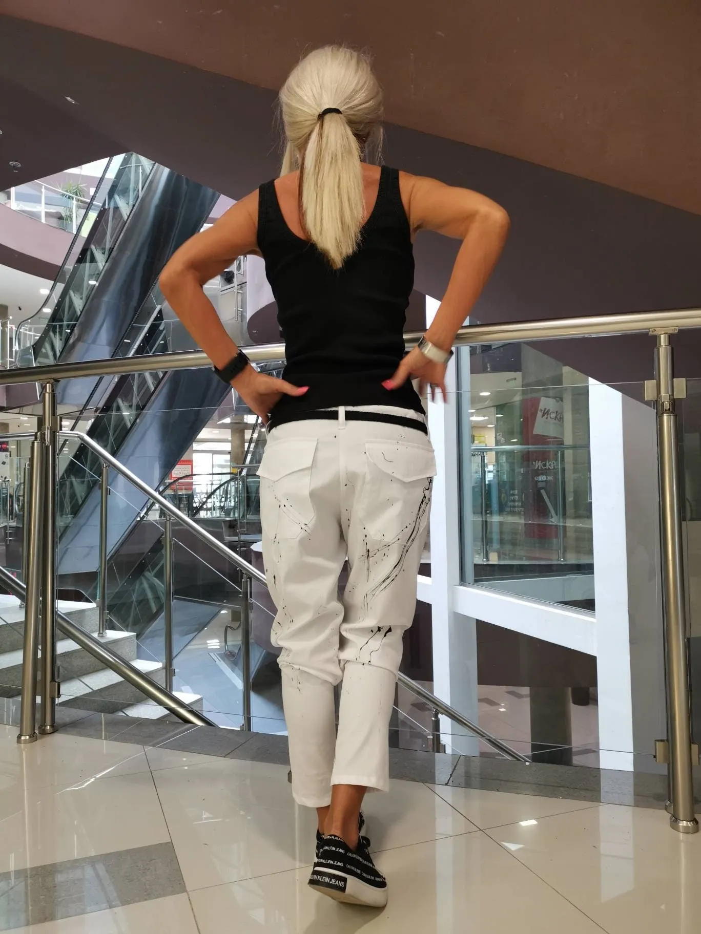 Woman Pants/Drop Crotch Pants/Zippers Pants/Harem Pants/White pants/Loose pants/Extravagant Pants/Avant-garde Trousers/Hand sprayed pants