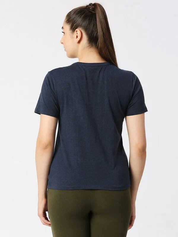 Women Blue Melange Solid Top - Rush Tee-C-BL-ML