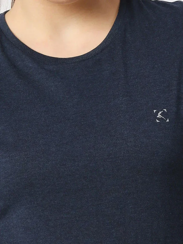 Women Blue Melange Solid Top - Rush Tee-C-BL-ML