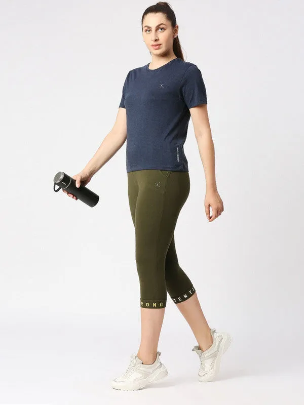 Women Blue Melange Solid Top - Rush Tee-C-BL-ML