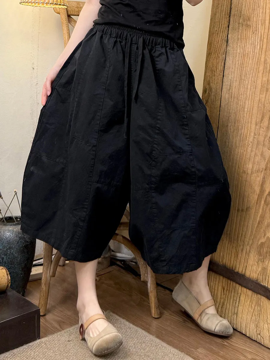 Women Casual Pure Color Cotton Harem Pants