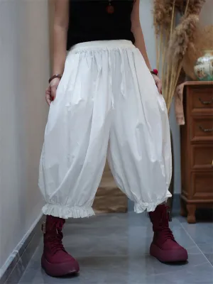 Women Casual Pure Color Cotton Harem Pants