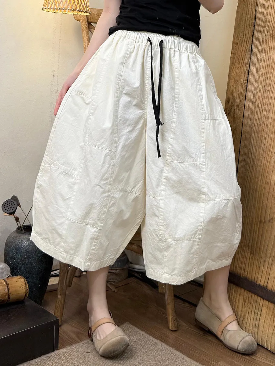 Women Casual Pure Color Cotton Harem Pants