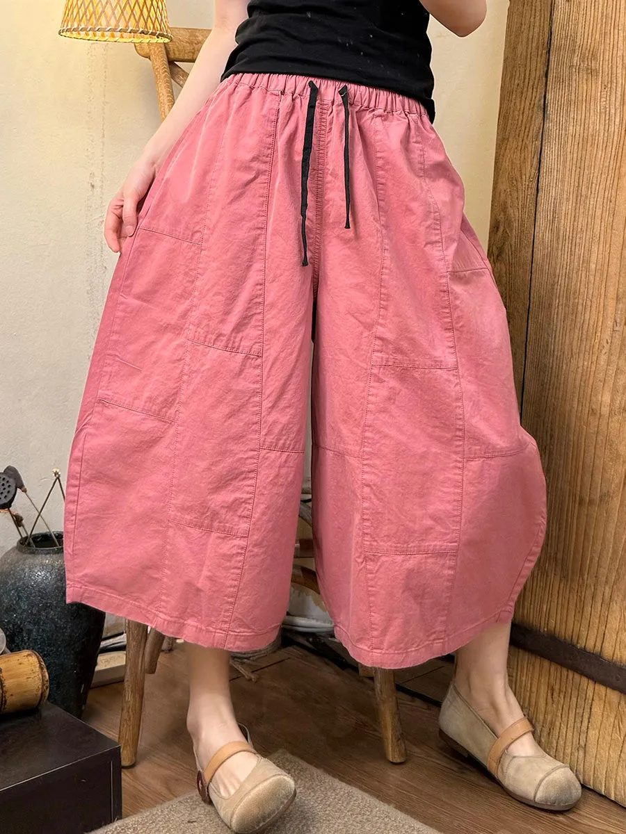 Women Casual Pure Color Cotton Harem Pants