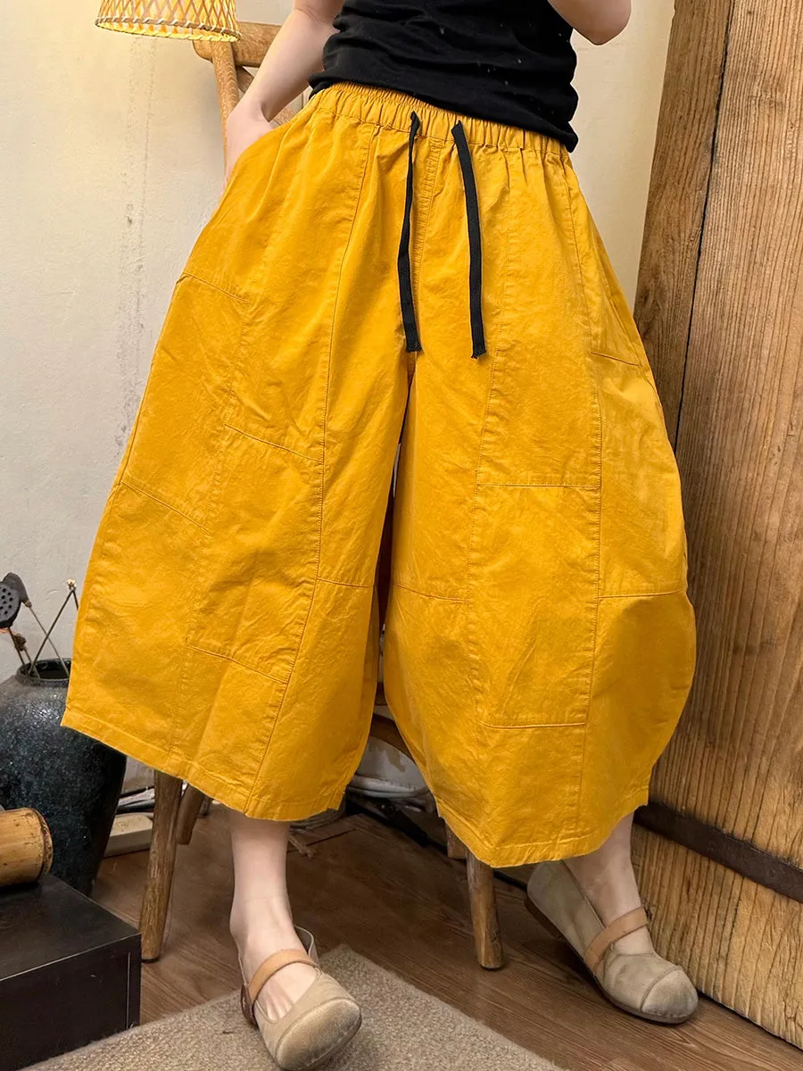 Women Casual Pure Color Cotton Harem Pants
