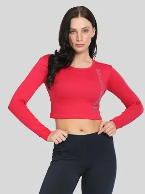 Women Dark-Pink Solid Crop Top_WARMING UP TOP-DP