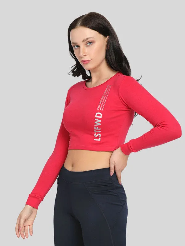 Women Dark-Pink Solid Crop Top_WARMING UP TOP-DP