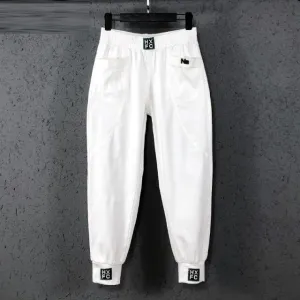 Women Elastic Waist Loose White Jeans