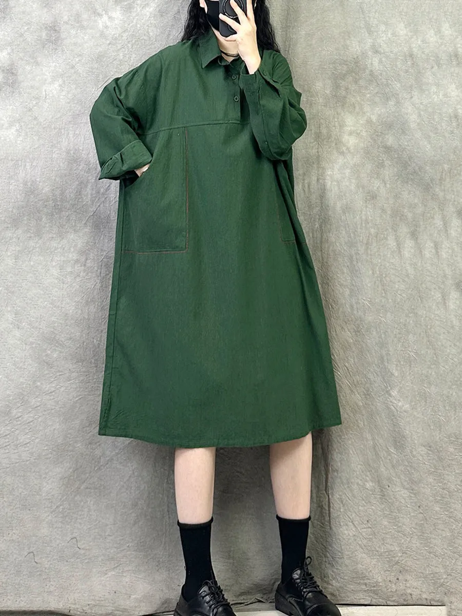 Women Spring Casual Pure Color Loose Dress