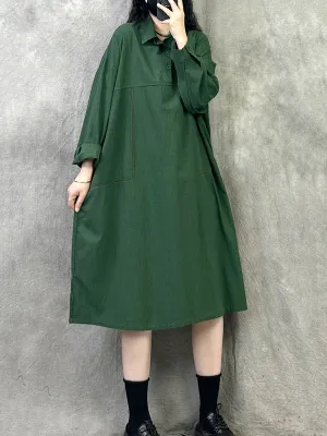 Women Spring Casual Pure Color Loose Dress