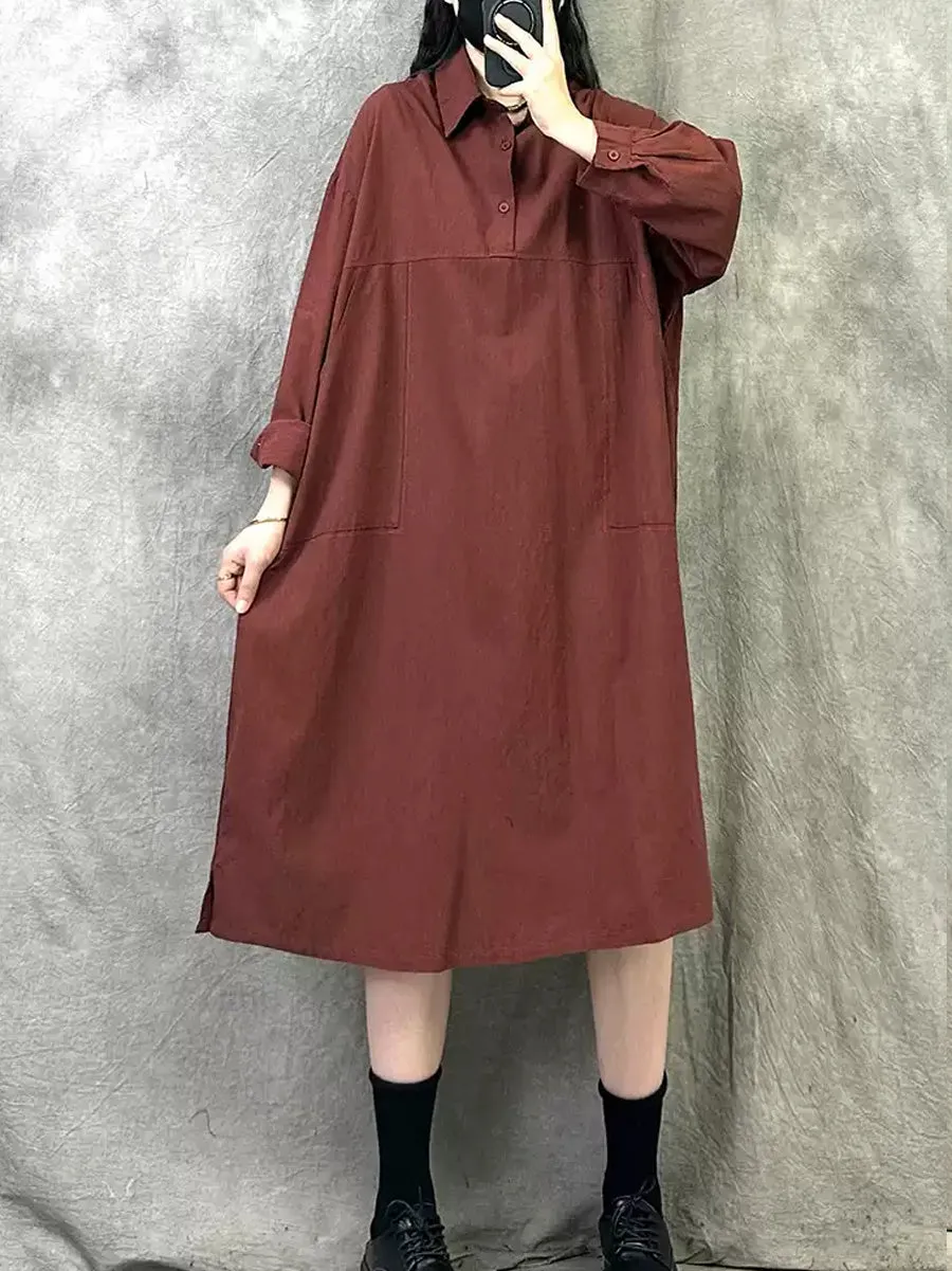 Women Spring Casual Pure Color Loose Dress