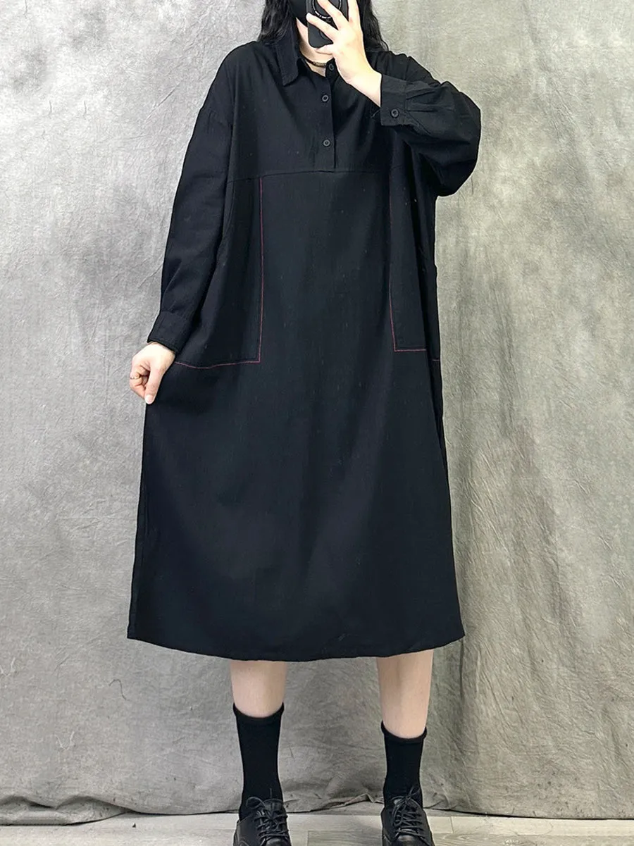 Women Spring Casual Pure Color Loose Dress