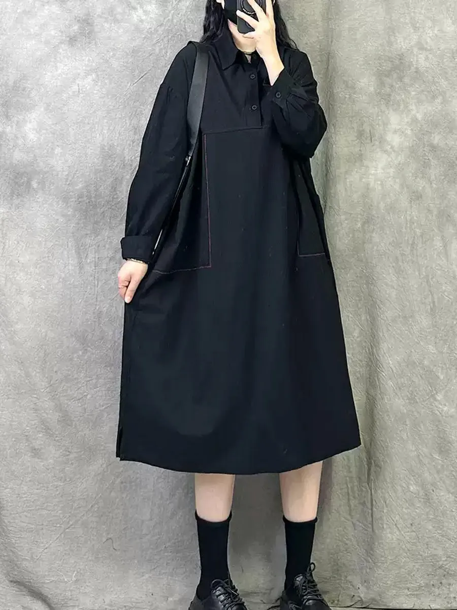 Women Spring Casual Pure Color Loose Dress