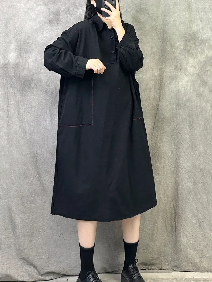 Women Spring Casual Pure Color Loose Dress