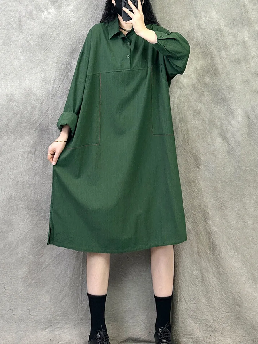 Women Spring Casual Pure Color Loose Dress