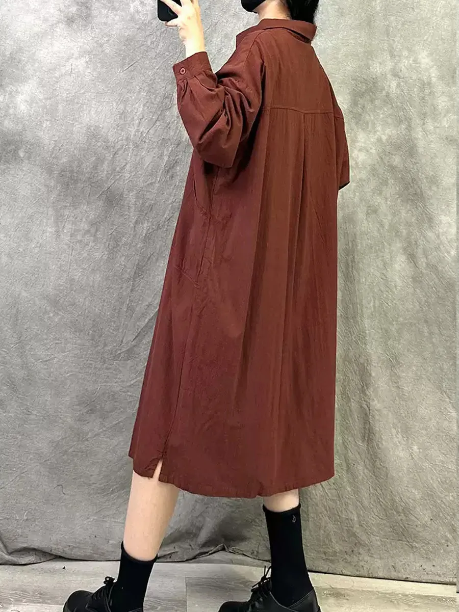 Women Spring Casual Pure Color Loose Dress