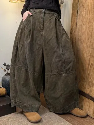 Women Spring Pure Color Denim Wide-leg Pants