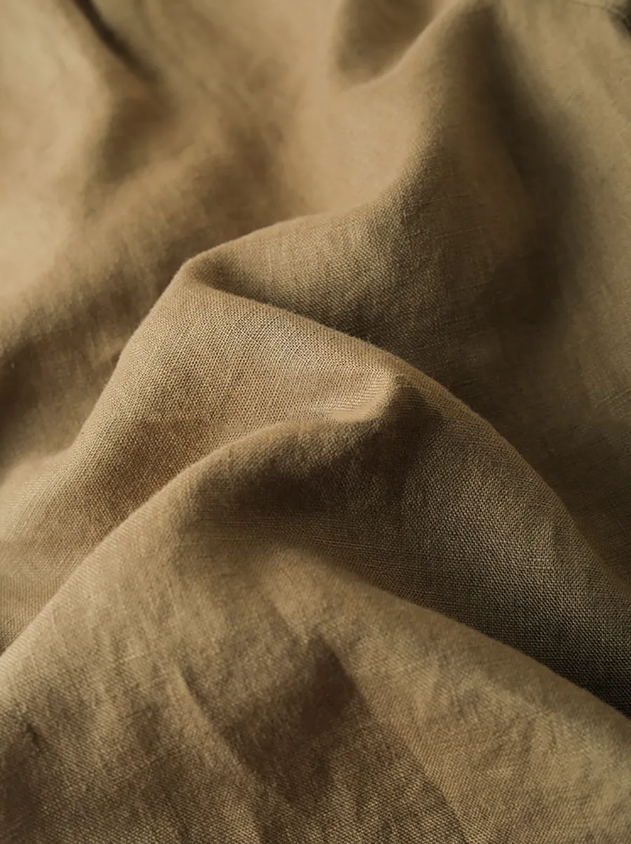 Women Summer Casual Pure Color 100%Linen Fifth Pants