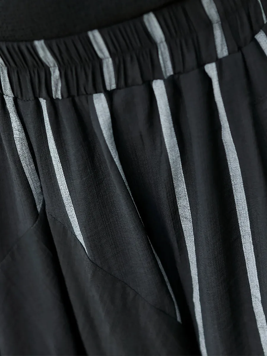 Women Summer Casual Stripe Harem Capri Trousers