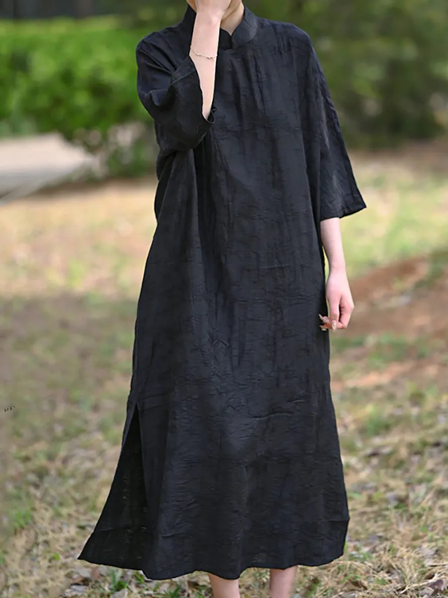 Women Summer Ethnic Bamboo Jacquard Robe Dress