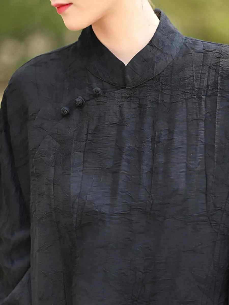 Women Summer Ethnic Bamboo Jacquard Robe Dress