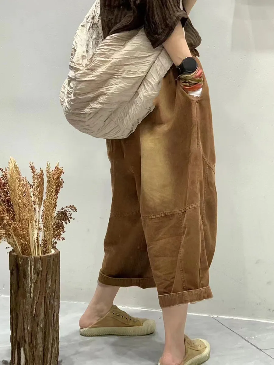 Women Summer Vintage Spliced Loose Harem Pants