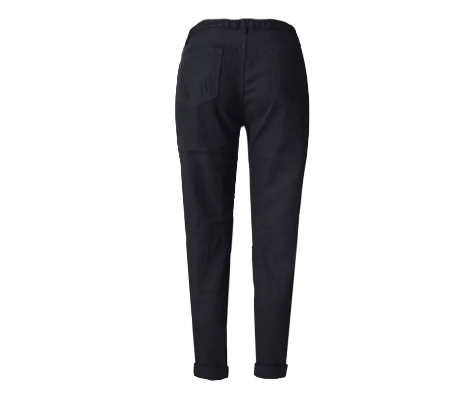 Women's Hole Loose Nine-point Denim Pants
