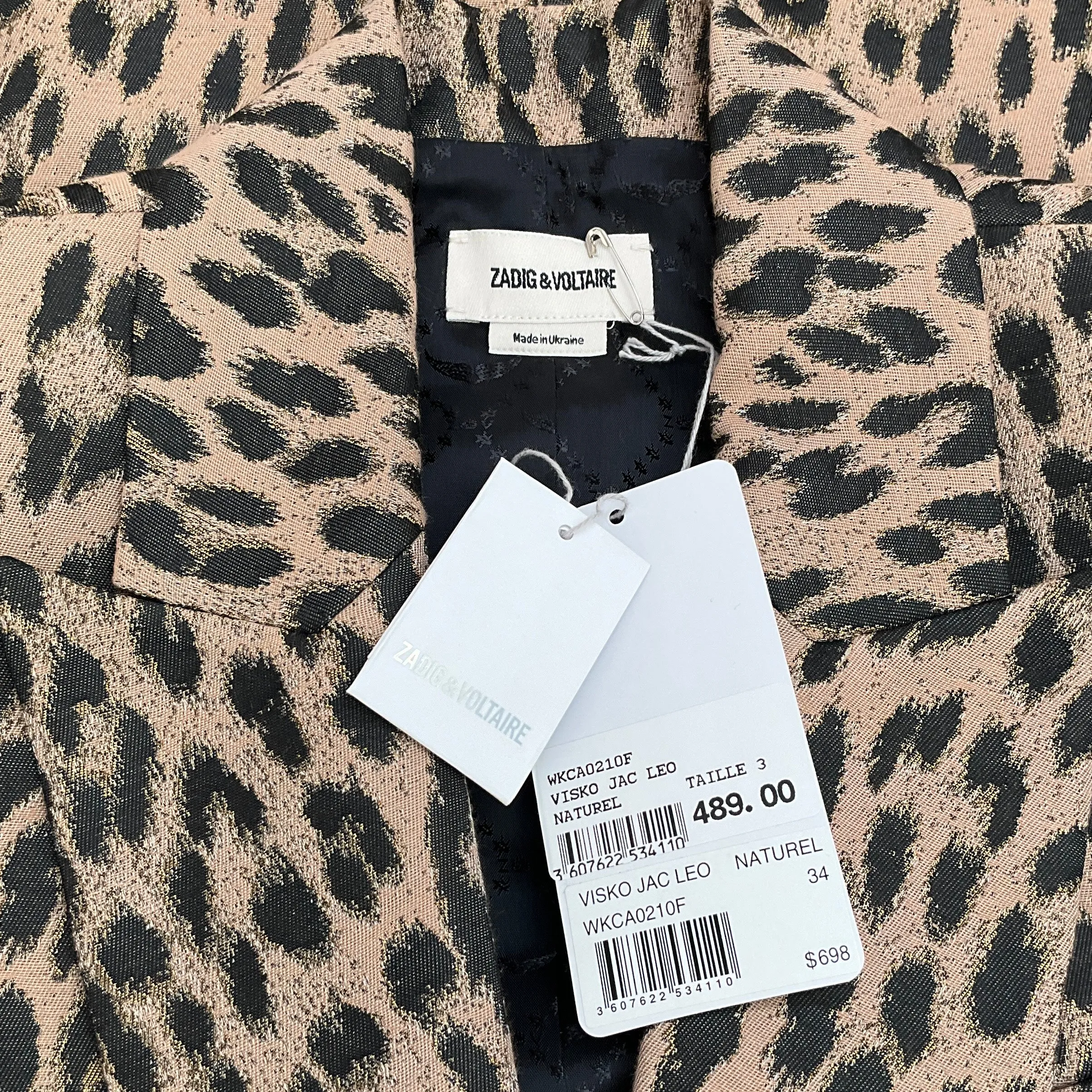 Zadig & Voltaire Brown Visko Leopard Print Jacket