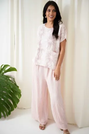 Zara Linen Culotte Pant | Pink