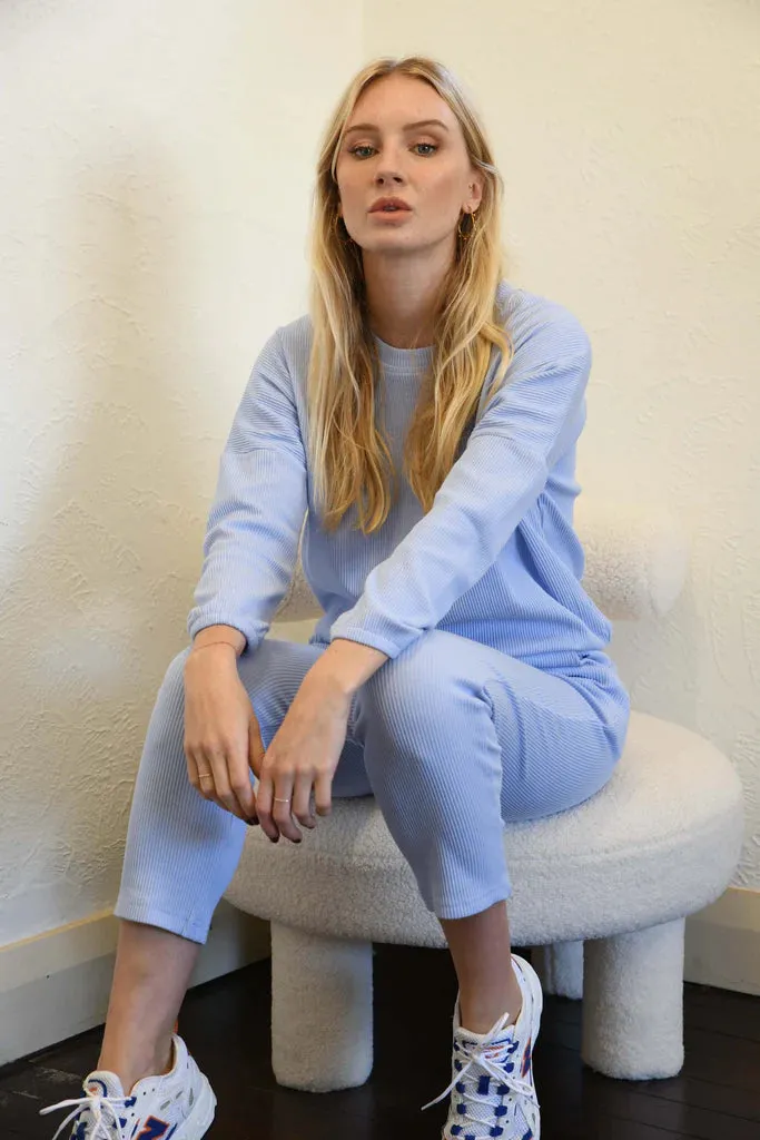 Zaza Ribbed Cotton Lounge Set Periwinkle